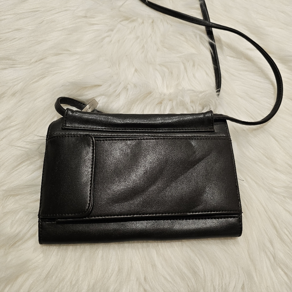 Vintage Black Leather Women's Wallet On Chain w/Cell Phone Holder - Picture 6 of 9